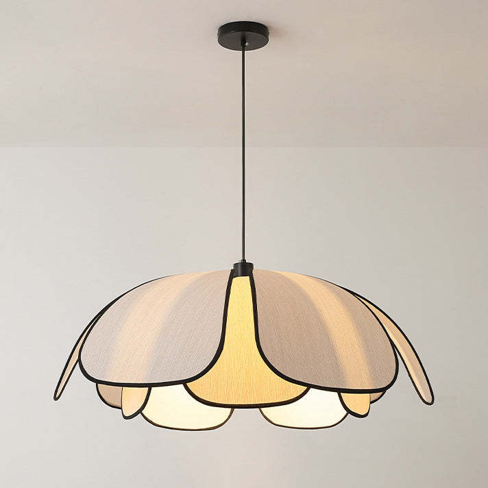 French Petal Botanical Fiber Iron Pendant Light