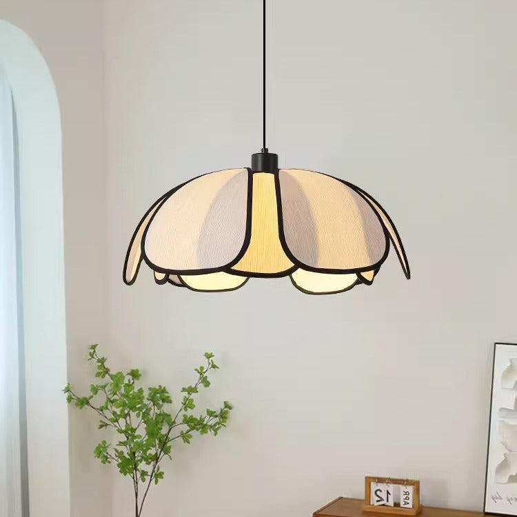 French Petal Botanical Fiber Iron Pendant Light