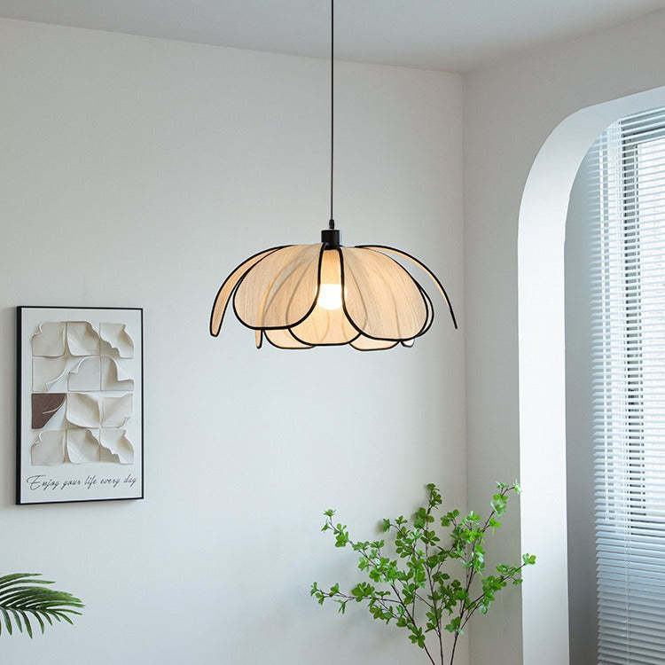 French Petal Botanical Fiber Iron Pendant Light