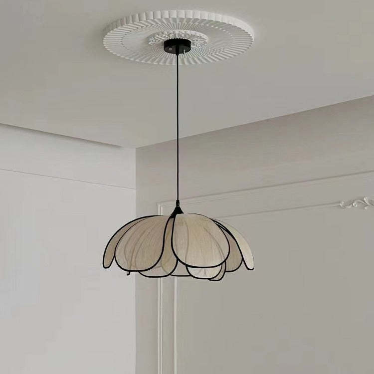 French Petal Botanical Fiber Iron Pendant Light