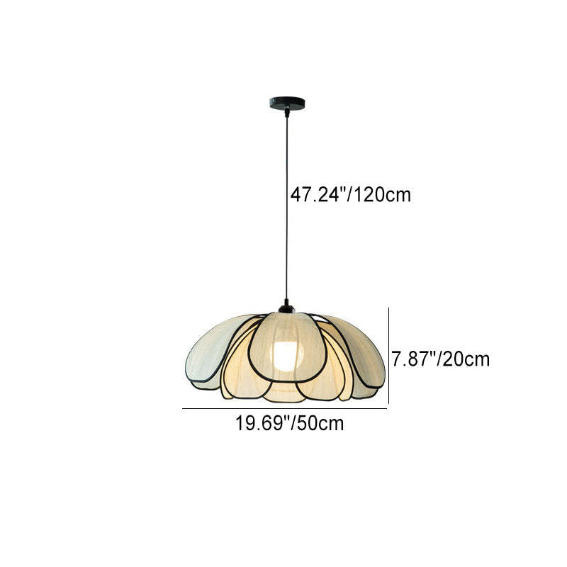 French Petal Botanical Fiber Iron Pendant Light