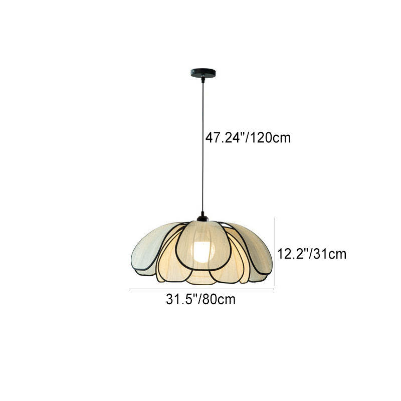 French Petal Botanical Fiber Iron Pendant Light