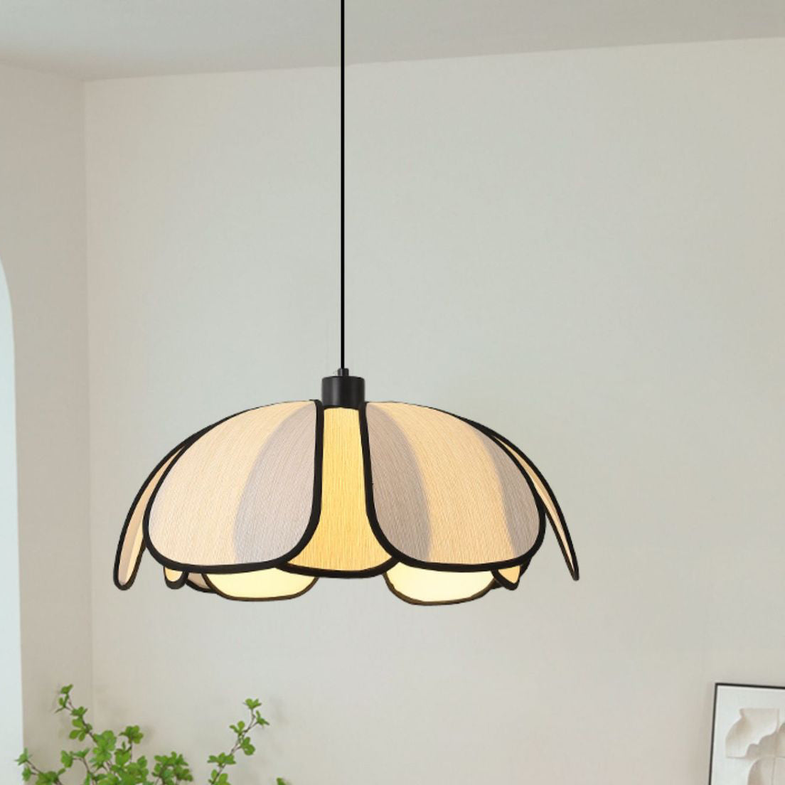 French Petal Botanical Fiber Iron Pendant Light