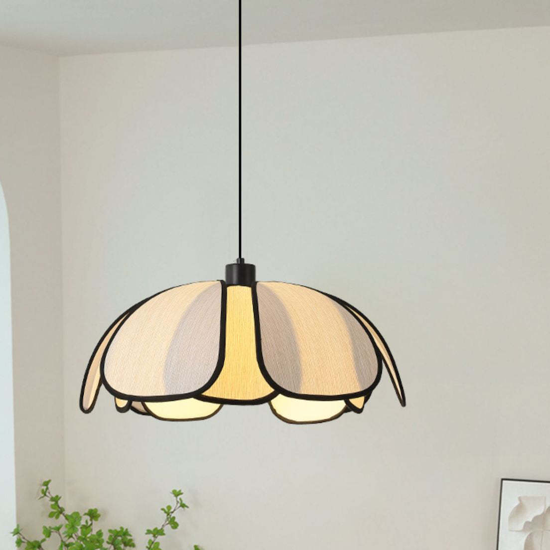 French Petal Botanical Fiber Iron Pendant Light