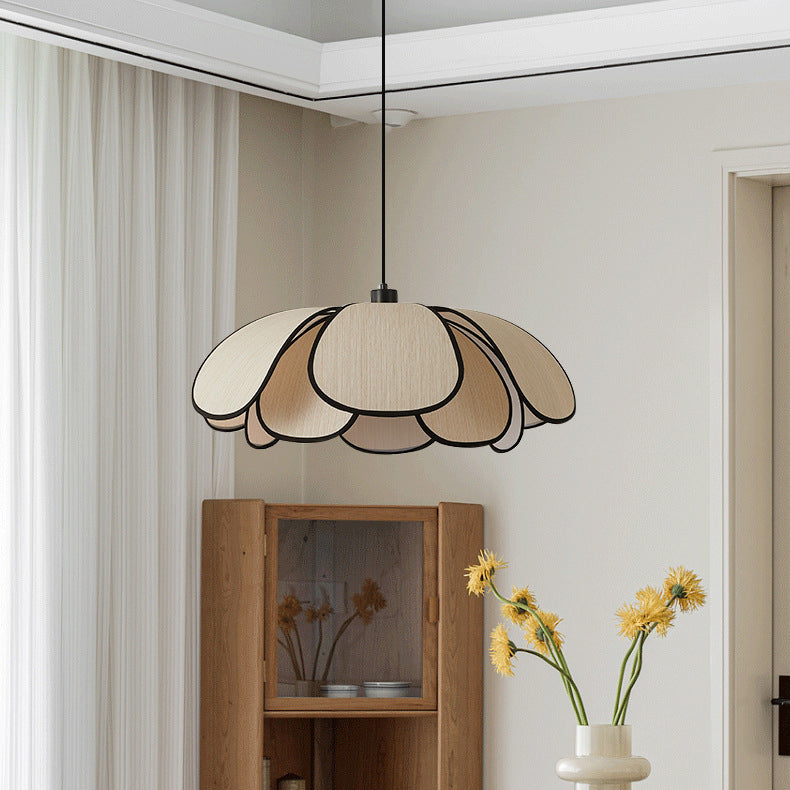 French Petal Botanical Fiber Iron Pendant Light