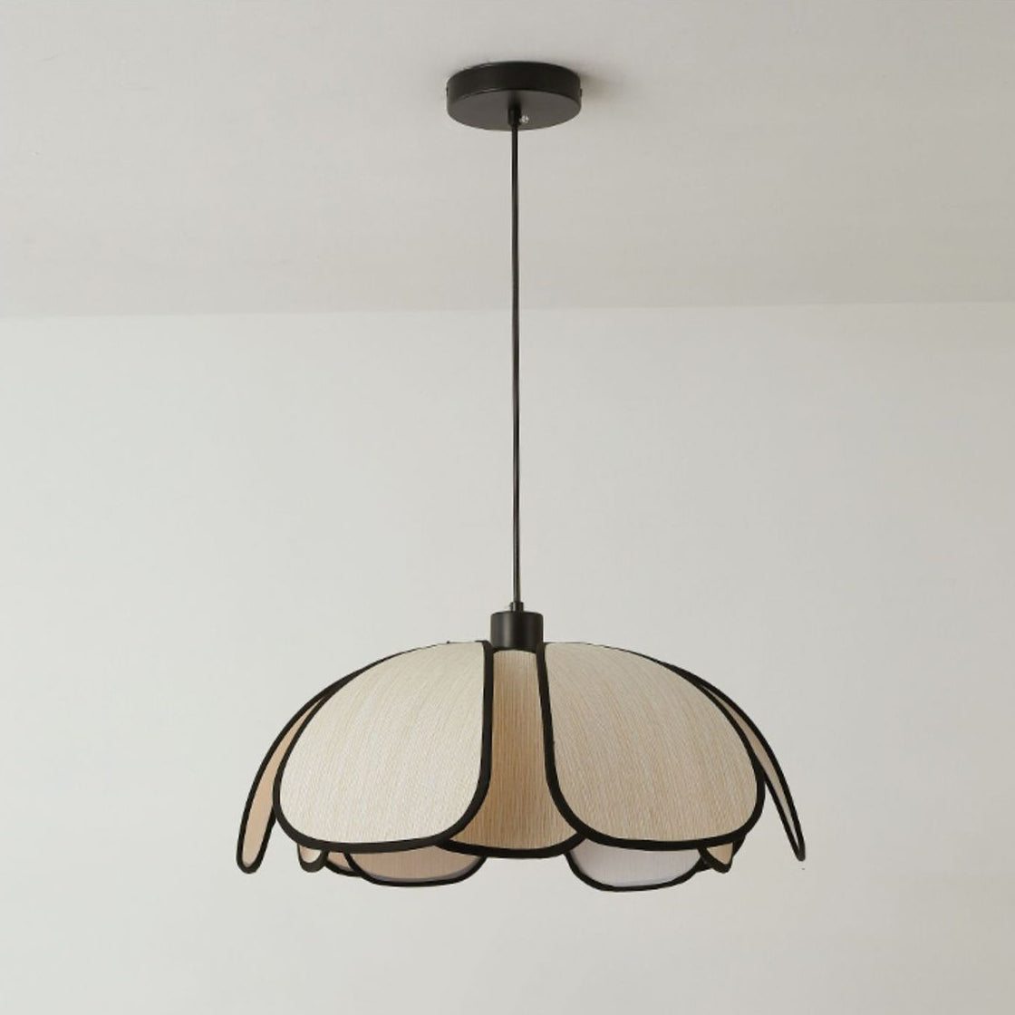French Petal Botanical Fiber Iron Pendant Light