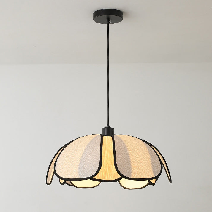 French Petal Botanical Fiber Iron Pendant Light