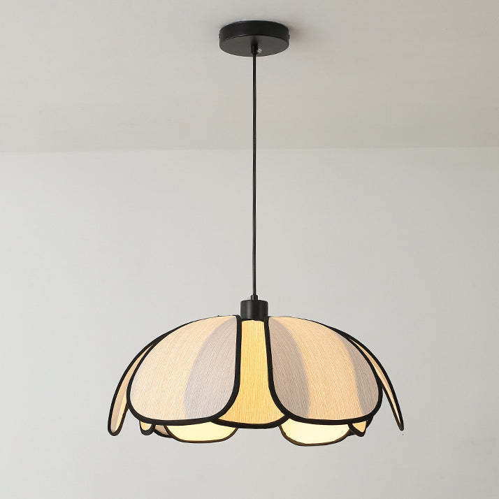 French Petal Botanical Fiber Iron Pendant Light