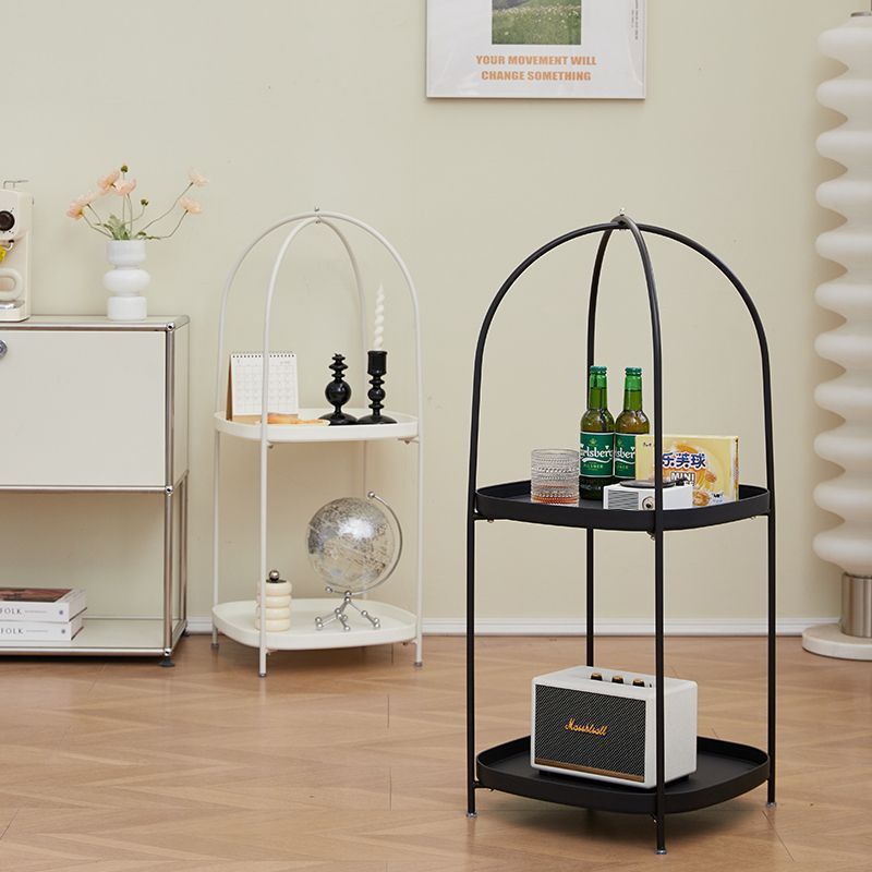 Contemporary Birdcage Steel 2-Tier End Table — White