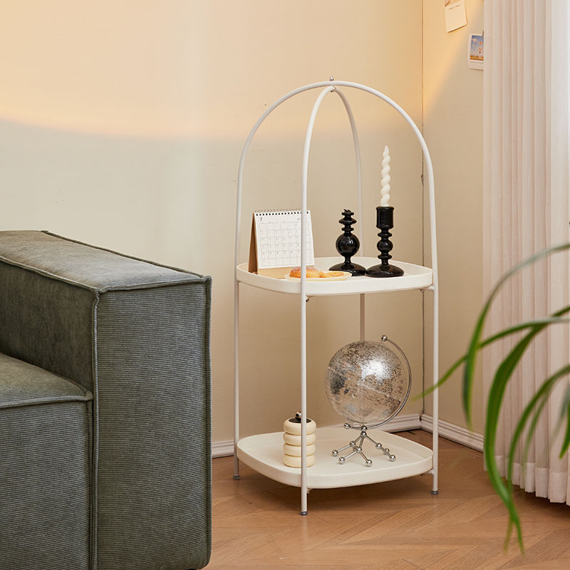 Contemporary Birdcage Steel 2-Tier End Table