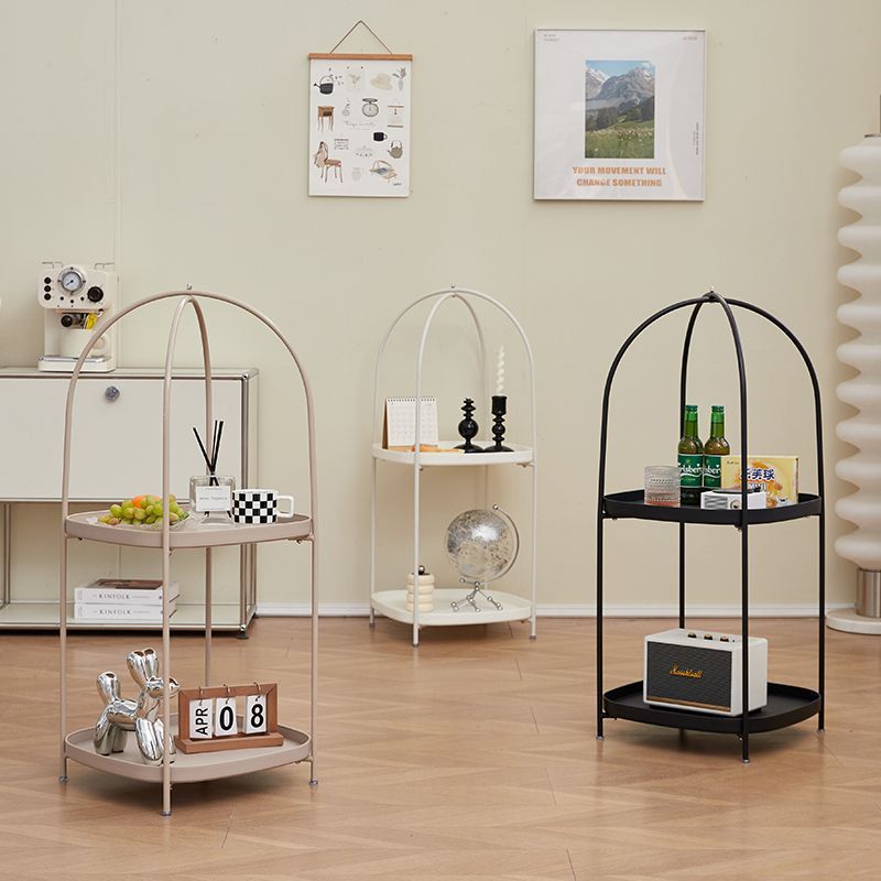 Contemporary Birdcage Steel 2-Tier End Table