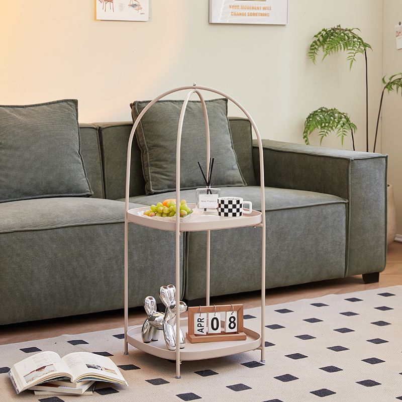 Contemporary Birdcage Steel 2-Tier End Table