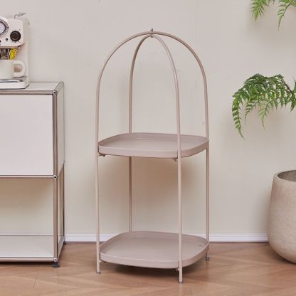 Contemporary Birdcage Steel 2-Tier End Table — Black