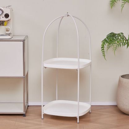 Contemporary Birdcage Steel 2-Tier End Table