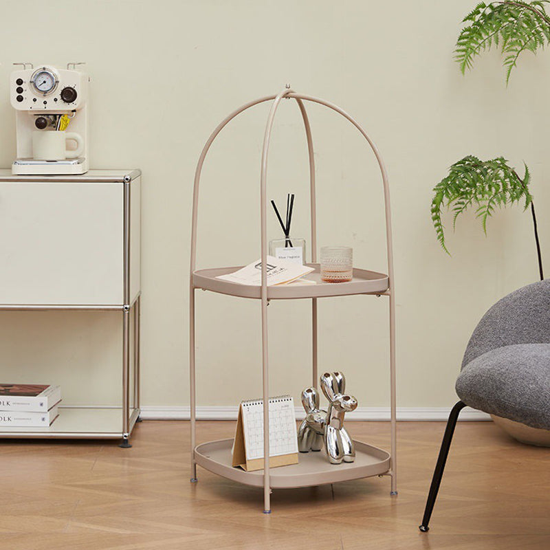 Contemporary Birdcage Steel 2-Tier End Table