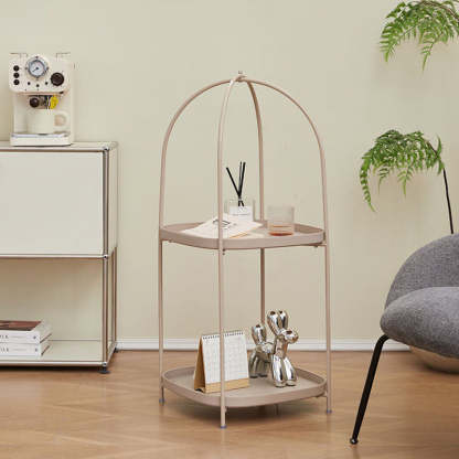 Contemporary Birdcage Steel 2-Tier End Table