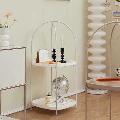 Contemporary Birdcage Steel 2-Tier End Table
