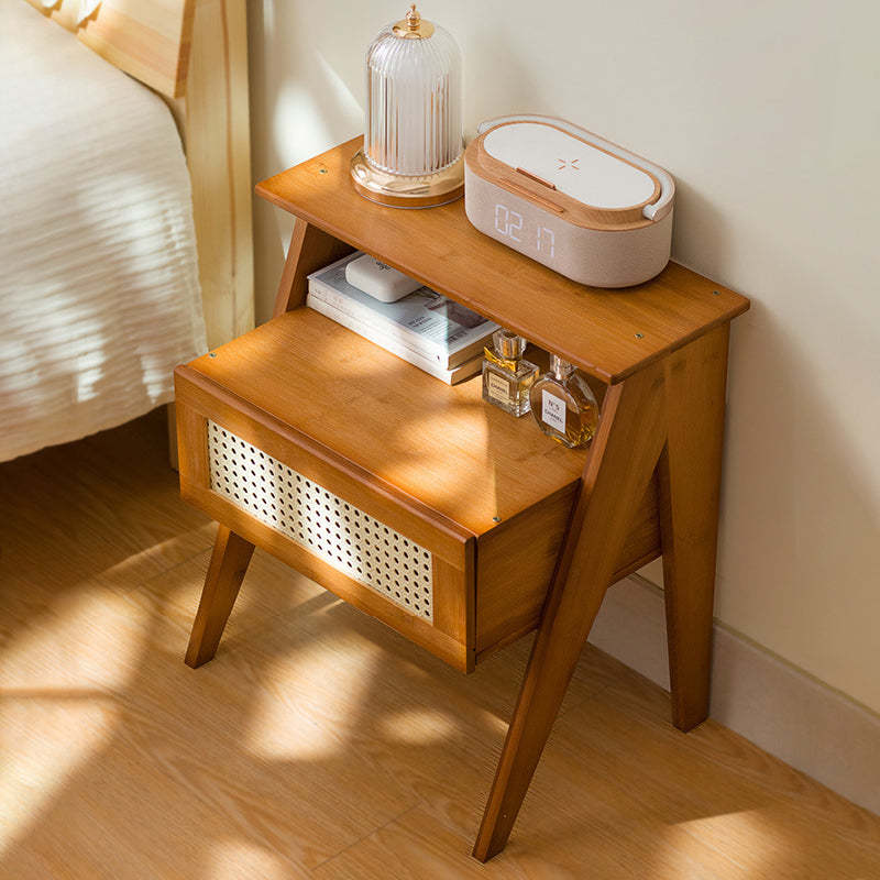 Lighom 2-tier bamboo wood end & side tables for living room
