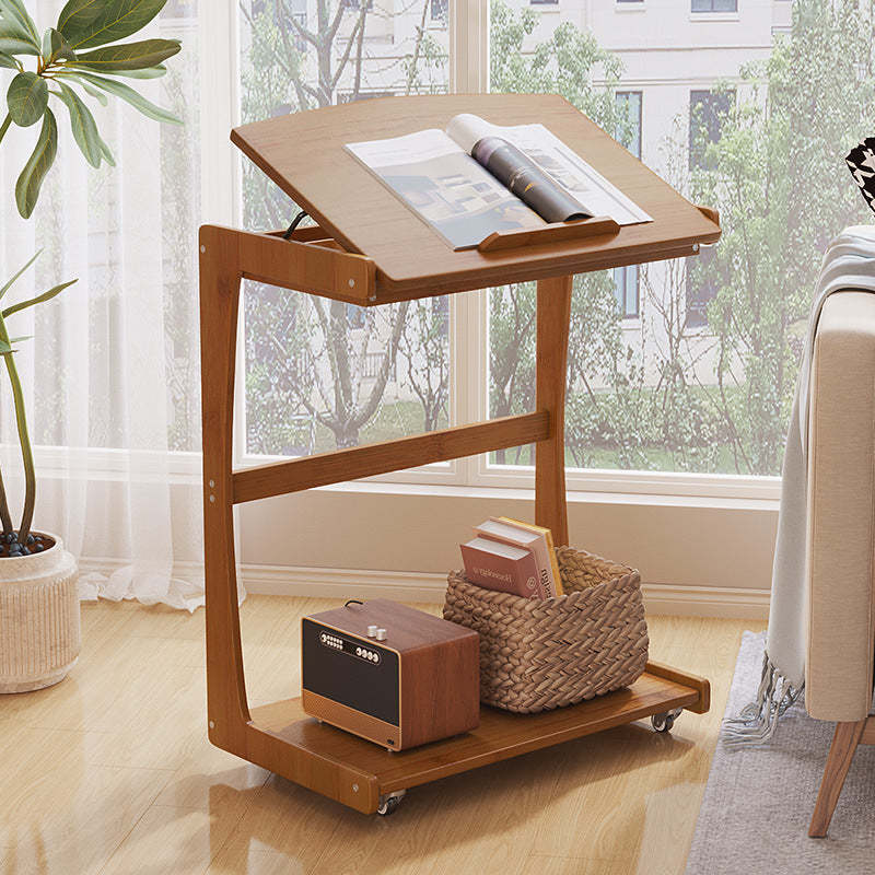Minimalist Bamboo Side Table — Teal Color