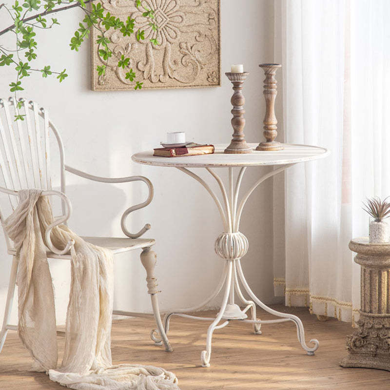 Traditional Rustic Lace Iron Coffee Table — White