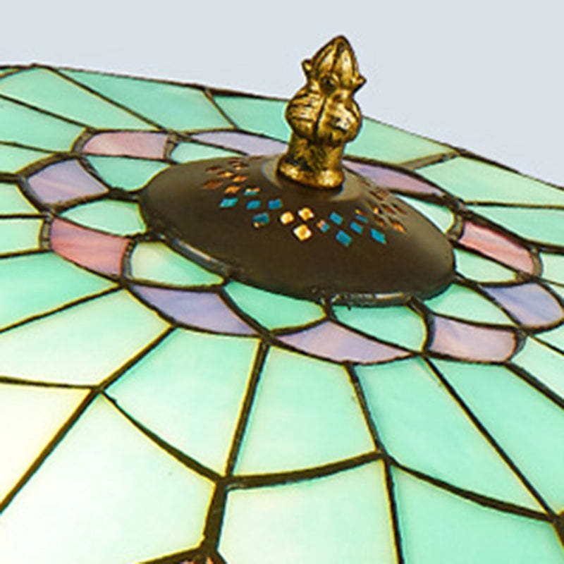 Traditional Tiffany Dome Iron Stained Glass LED Flush Light — Warm Light(3000K) / 220V-240V For UK/AU