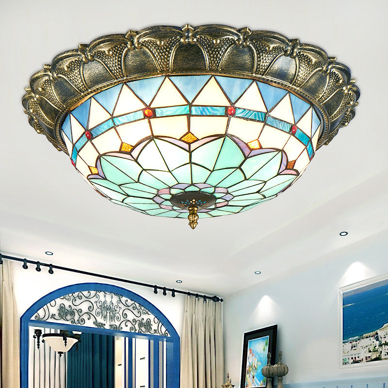 Lighom dome tiffany iron flush mount lighting — 15.75" / Warm White (3000K) / 220V-240V (UK/AU)