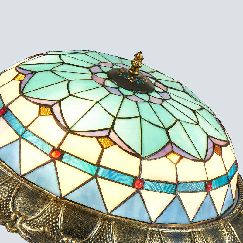 Traditional Tiffany Dome Iron Stained Glass LED Flush Light — White Light (5000K) / 110V-120V For US/CA