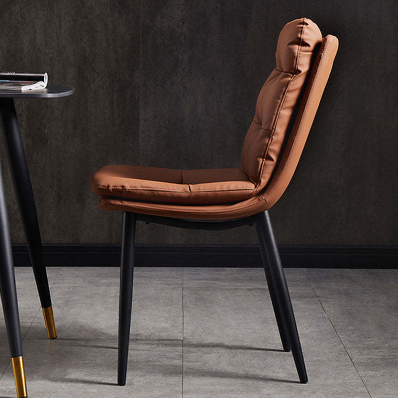 Modern Double-Upholstered Carbon Steel Leather Dining Chair