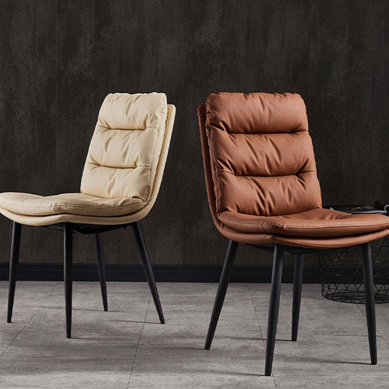 Luxury carbon double-upholstered gray leather steel dining chairs & benches