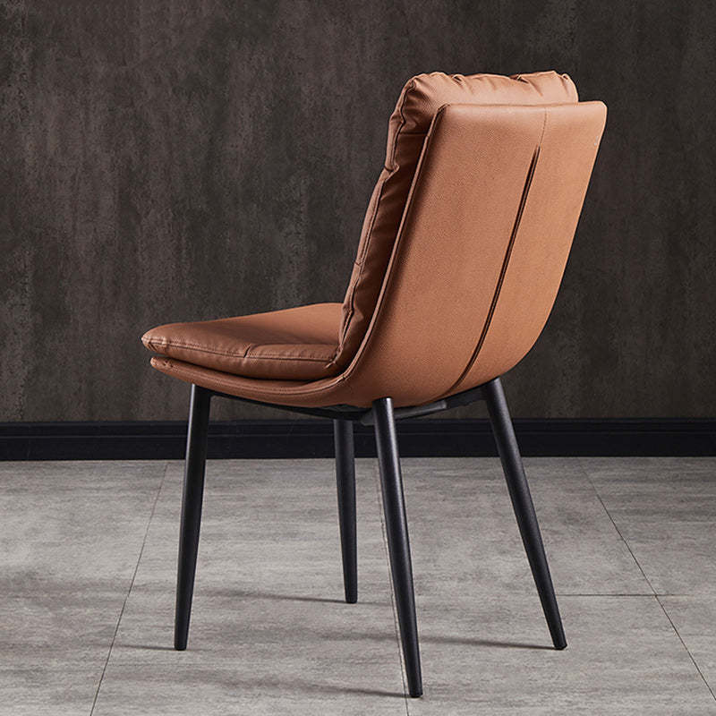 Modern Double-Upholstered Carbon Steel Leather Dining Chair