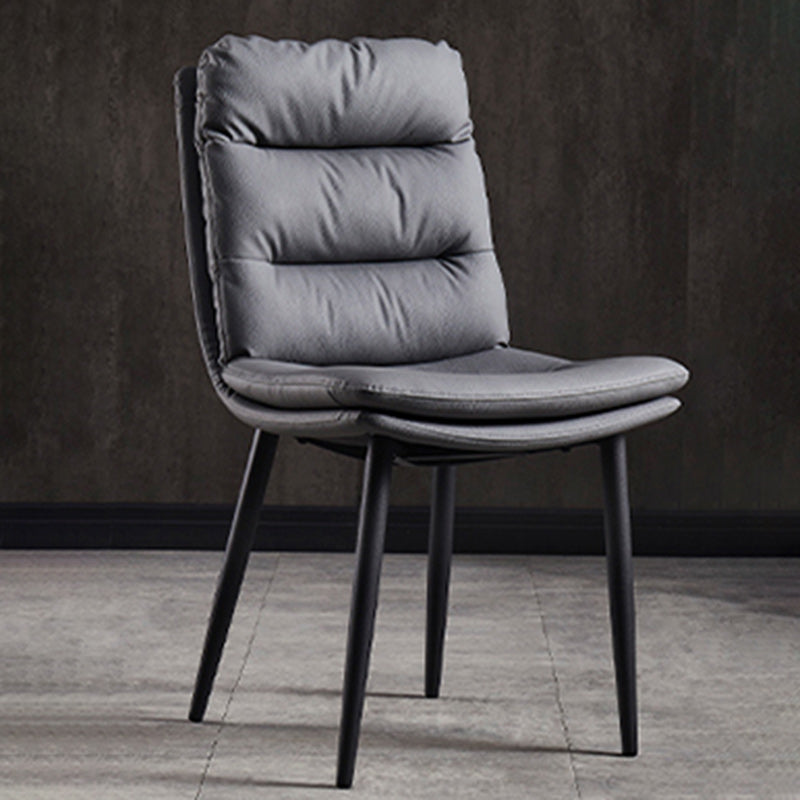 Modern Double-Upholstered Carbon Steel Leather Dining Chair