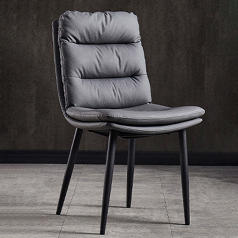 Modern Double-Upholstered Carbon Steel Leather Dining Chair