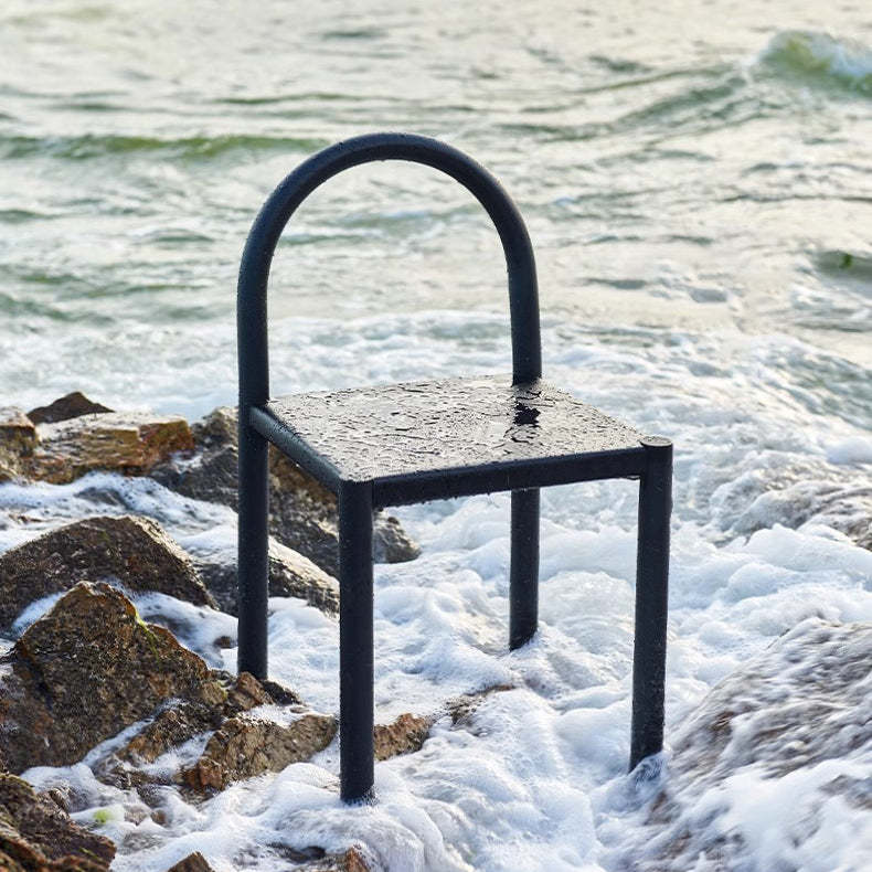 Nordic Half-Round Leather Steel Dining Chair