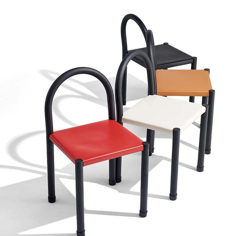 Nordic Half-Round Leather Steel Dining Chair