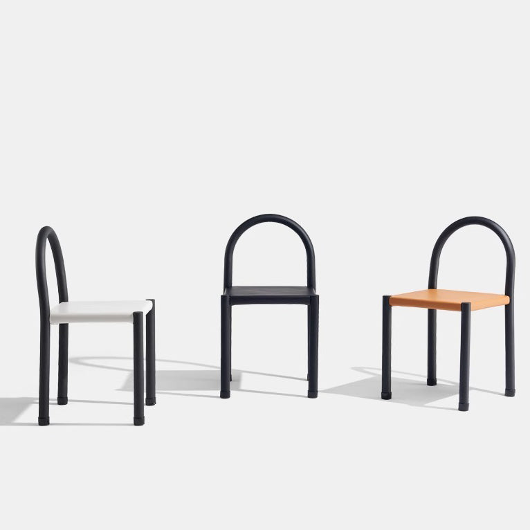 Nordic Half-Round Leather Steel Dining Chair