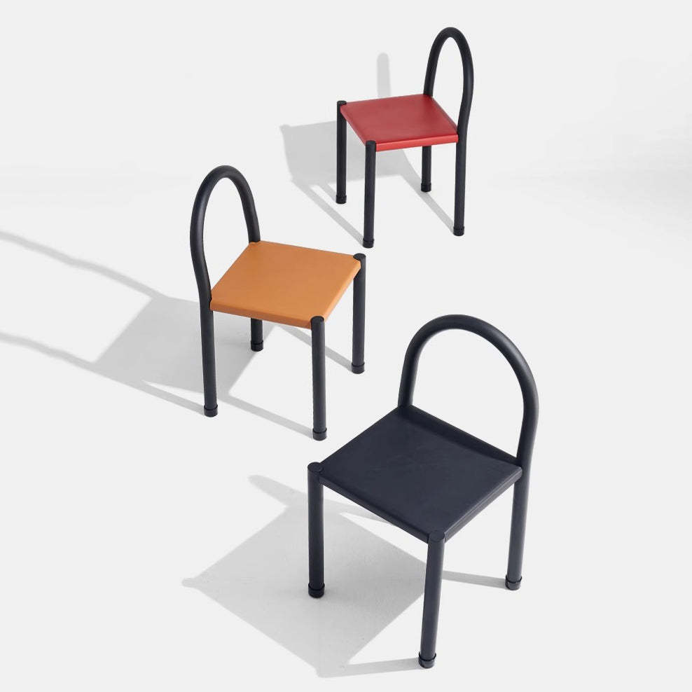 Nordic Half-Round Leather Steel Dining Chair