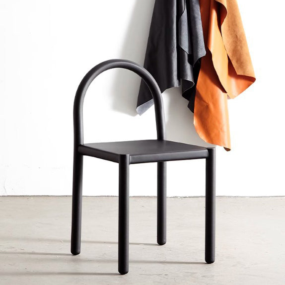 Nordic Half-Round Leather Steel Dining Chair