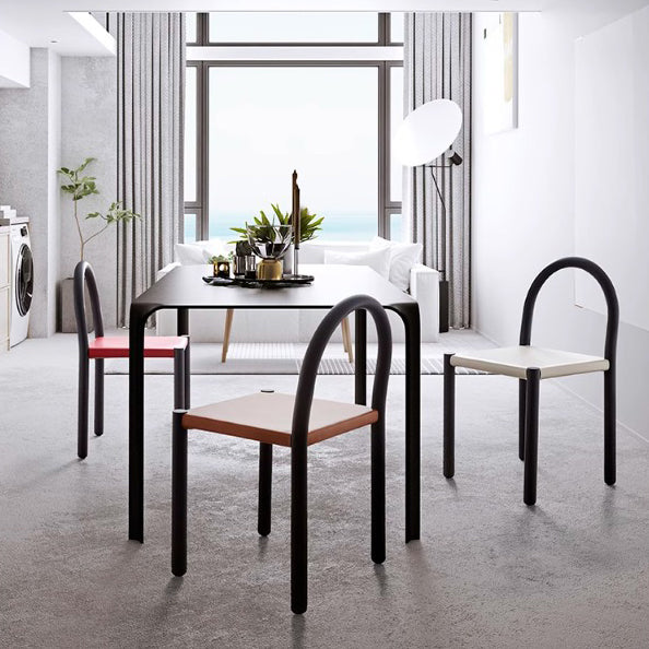 Nordic Half-Round Leather Steel Dining Chair