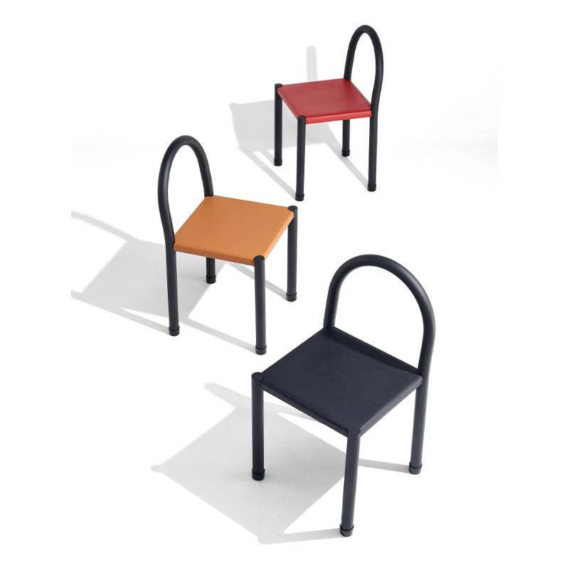 Nordic Half-Round Leather Steel Dining Chair