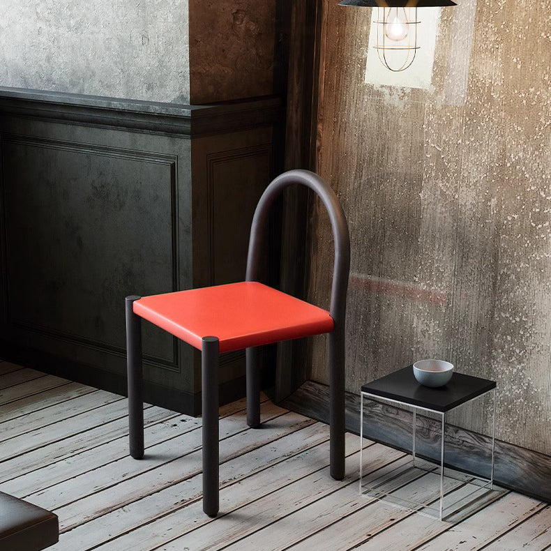 Nordic Half-Round Leather Steel Dining Chair