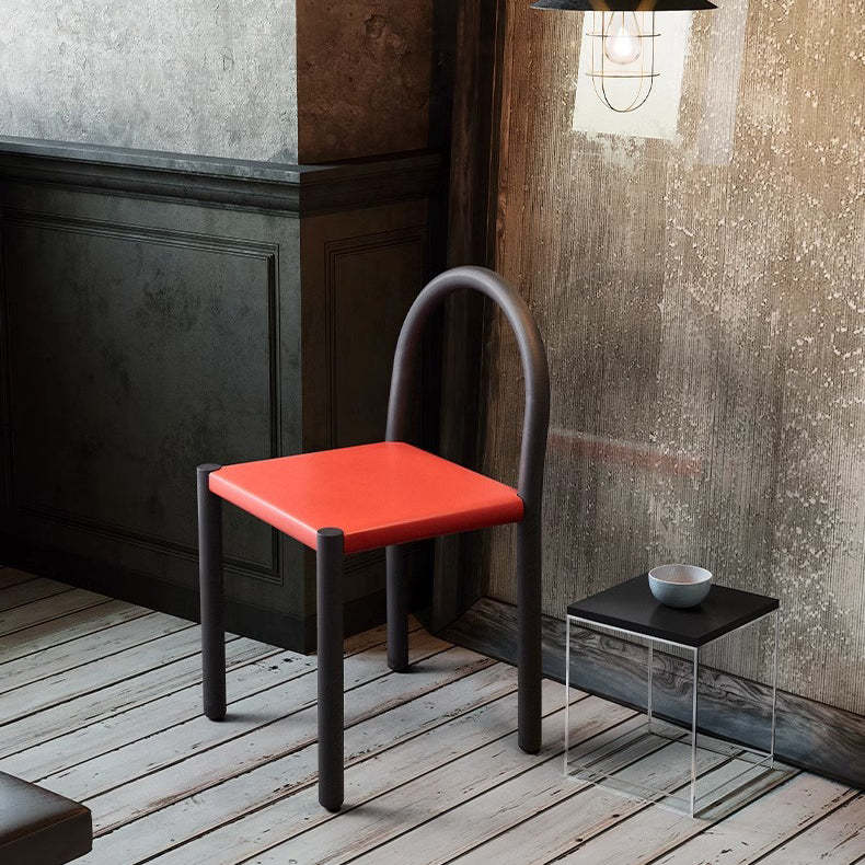 Nordic Half-Round Leather Steel Dining Chair