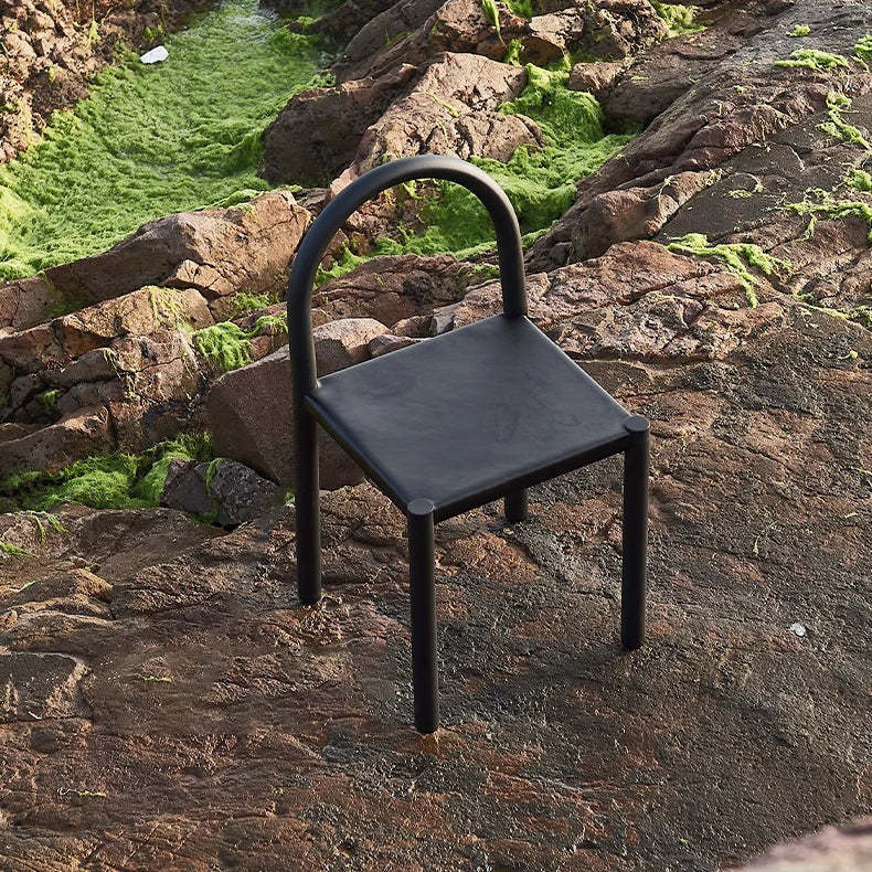 Nordic Half-Round Leather Steel Dining Chair