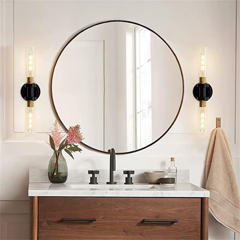 Minimalist Cylinder Glass Iron Vanity Wall Sconce