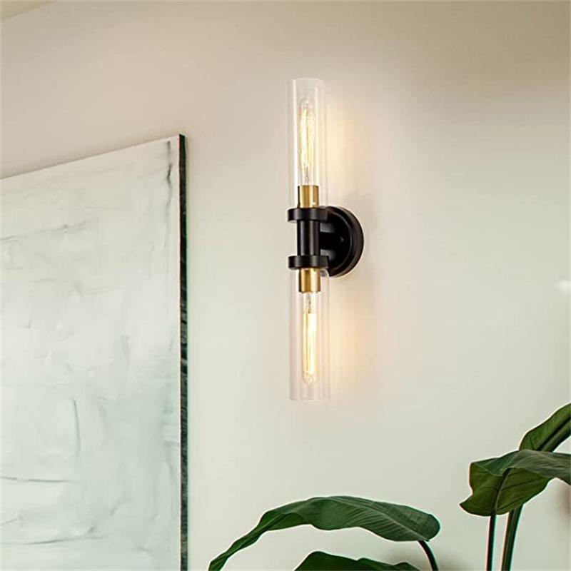 Minimalist Cylinder Glass Iron Vanity Wall Sconce