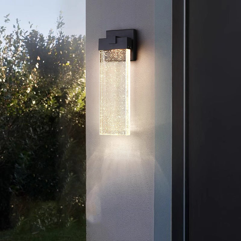 Minimalist Rectangle Aluminum Bubble Crystal LED Wall Sconce