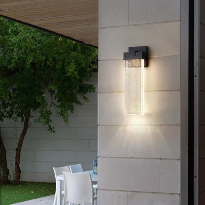 Minimalist Rectangle Aluminum Bubble Crystal LED Wall Sconce