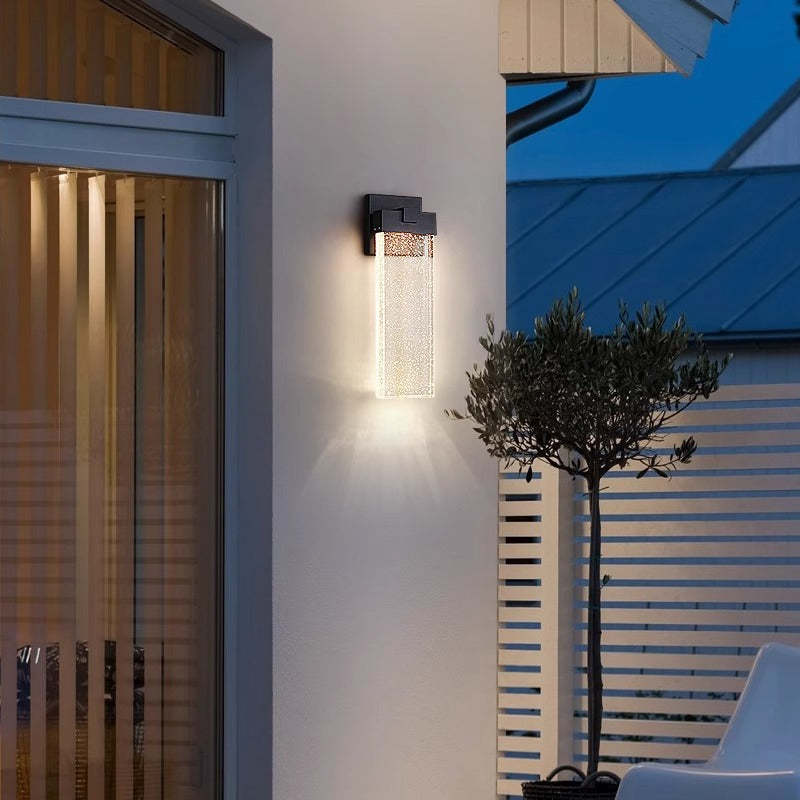 Minimalist Rectangle Aluminum Bubble Crystal LED Wall Sconce