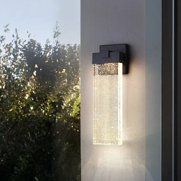 Minimalist Rectangle Aluminum Bubble Crystal LED Wall Sconce