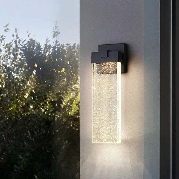 Minimalist Rectangle Aluminum Bubble Crystal LED Wall Sconce