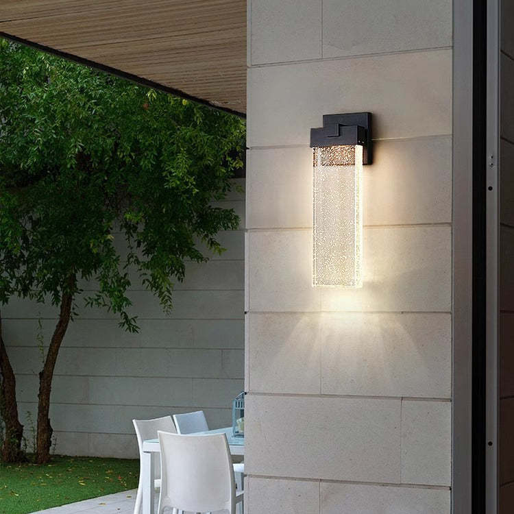 Minimalist Rectangle Aluminum Bubble Crystal LED Wall Sconce